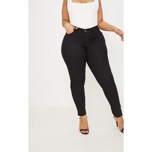 PRETTYLITTLETHING PLUS Black Mid Rise Stretch Disco Skinny Jeans USA Sz 20